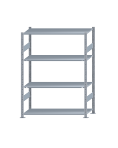SCHULTE Steckregal, Fachbodenregale Stecksystem, Grundregal, beidseitig nutzbar, H1800xB1300xT500 mm, 4 Fachböden, Fachlast 150 kg, sendzimirverzinkt
