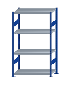 SCHULTE Steckregal, Fachbodenregale Stecksystem, Grundregal, beidseitig nutzbar, H1800xB1000xT500 mm, 4 Fachböden, Fachlast 250 kg, RAL 5010 enzianblau / verzinkt