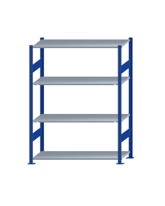 SCHULTE Steckregal, Fachbodenregale Stecksystem, Grundregal, beidseitig nutzbar, H1800xB1300xT500 mm, 4 Fachböden, Fachlast 150 kg, RAL 5010 enzianblau / verzinkt
