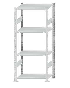 SCHULTE Steckregal, Fachbodenregale Stecksystem, Grundregal, beidseitig nutzbar, H1800xB750xT500 mm, 4 Fachböden, Fachlast 150 kg, RAL 7035 lichtgrau