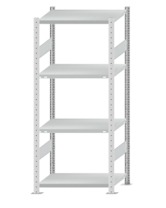 SCHULTE Steckregal, Fachbodenregale Stecksystem, Grundregal, beidseitig nutzbar, H1800xB750xT500 mm, 4 Fachböden, Fachlast 250 kg, RAL 7035 lichtgrau
