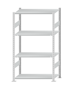 SCHULTE Steckregal, Fachbodenregale Stecksystem, Grundregal, beidseitig nutzbar, H1800xB1000xT500 mm, 4 Fachböden, Fachlast 150 kg, RAL 7035 lichtgrau
