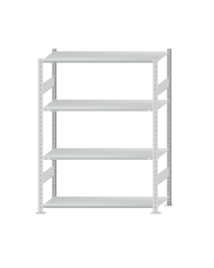 SCHULTE Steckregal, Fachbodenregale Stecksystem, Grundregal, beidseitig nutzbar, H1800xB1300xT500 mm, 4 Fachböden, Fachlast 150 kg, RAL 7035 lichtgrau