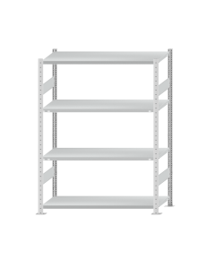 SCHULTE Steckregal, Fachbodenregale Stecksystem, Grundregal, beidseitig nutzbar, H1800xB1300xT500 mm, 4 Fachböden, Fachlast 250 kg, RAL 7035 lichtgrau