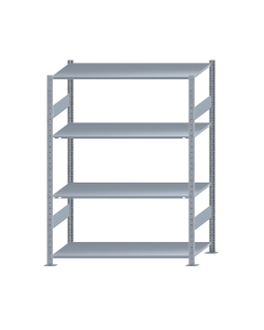SCHULTE Steckregal, Fachbodenregale Stecksystem, Grundregal, beidseitig nutzbar, H1800xB1300xT600 mm, 4 Fachböden, Fachlast 150 kg, sendzimirverzinkt