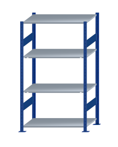 SCHULTE Steckregal, Fachbodenregale Stecksystem, Grundregal, beidseitig nutzbar, H1800xB1000xT600 mm, 4 Fachböden, Fachlast 85 kg, RAL 5010 enzianblau / verzinkt
