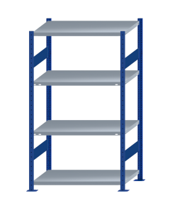 SCHULTE Steckregal, Fachbodenregale Stecksystem, Grundregal, beidseitig nutzbar, H1800xB1000xT600 mm, 4 Fachböden, Fachlast 250 kg, RAL 5010 enzianblau / verzinkt