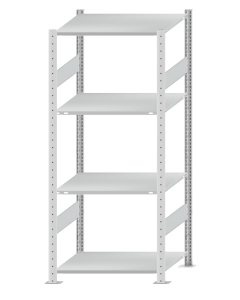 SCHULTE Steckregal, Fachbodenregale Stecksystem, Grundregal, beidseitig nutzbar, H1800xB750xT600 mm, 4 Fachböden, Fachlast 150 kg, RAL 7035 lichtgrau