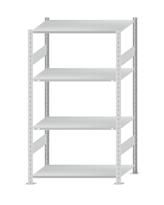 SCHULTE Steckregal, Fachbodenregale Stecksystem, Grundregal, beidseitig nutzbar, H1800xB1000xT600 mm, 4 Fachböden, Fachlast 85 kg, RAL 7035 lichtgrau
