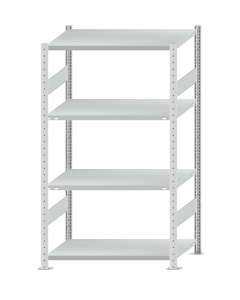 SCHULTE Steckregal, Fachbodenregale Stecksystem, Grundregal, beidseitig nutzbar, H1800xB1000xT600 mm, 4 Fachböden, Fachlast 250 kg, RAL 7035 lichtgrau