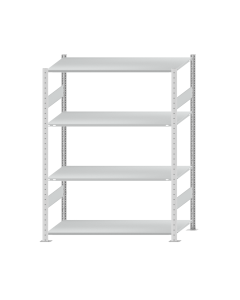 SCHULTE Steckregal, Fachbodenregale Stecksystem, Grundregal, beidseitig nutzbar, H1800xB1300xT600 mm, 4 Fachböden, Fachlast 150 kg, RAL 7035 lichtgrau