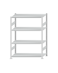 SCHULTE Steckregal, Fachbodenregale Stecksystem, Grundregal, beidseitig nutzbar, H1800xB1300xT600 mm, 4 Fachböden, Fachlast 250 kg, RAL 7035 lichtgrau