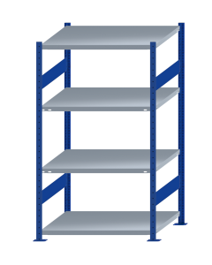SCHULTE Steckregal, Fachbodenregale Stecksystem, Grundregal, beidseitig nutzbar, H1800xB1000xT800 mm, 4 Fachböden, Fachlast 250 kg, RAL 5010 enzianblau / verzinkt