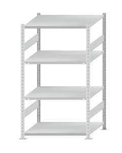 SCHULTE Steckregal, Fachbodenregale Stecksystem, Grundregal, beidseitig nutzbar, H1800xB1000xT800 mm, 4 Fachböden, Fachlast 250 kg, RAL 7035 lichtgrau