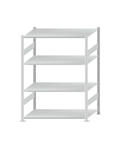 SCHULTE Steckregal, Fachbodenregale Stecksystem, Grundregal, beidseitig nutzbar, H1800xB1300xT800 mm, 4 Fachböden, Fachlast 150 kg, RAL 7035 lichtgrau
