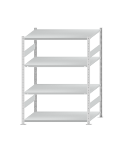 SCHULTE Steckregal, Fachbodenregale Stecksystem, Grundregal, beidseitig nutzbar, H1800xB1300xT800 mm, 4 Fachböden, Fachlast 250 kg, RAL 7035 lichtgrau