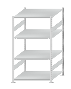 SCHULTE Steckregal, Fachbodenregale Stecksystem, Grundregal, beidseitig nutzbar, H1800xB1000xT1000 mm, 4 Fachböden, Fachlast 250 kg, RAL 7035 lichtgrau