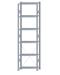 SCHULTE Steckregal, Fachbodenregale Stecksystem, Grundregal, einseitig nutzbar, H2750xB750xT300 mm, 6 Fachböden, Fachlast 85 kg, sendzimirverzinkt