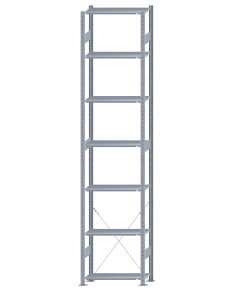 SCHULTE Steckregal, Fachbodenregale Stecksystem, Grundregal, einseitig nutzbar, H3500xB750xT300 mm, 7 Fachböden, Fachlast 150 kg, sendzimirverzinkt