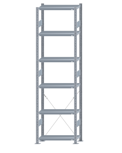 SCHULTE Steckregal, Fachbodenregale Stecksystem, Grundregal, einseitig nutzbar, H2750xB750xT300 mm, 6 Fachböden, Fachlast 250 kg, sendzimirverzinkt