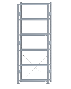 SCHULTE Steckregal, Fachbodenregale Stecksystem, Grundregal, einseitig nutzbar, H2750xB1000xT300 mm, 6 Fachböden, Fachlast 85 kg, sendzimirverzinkt