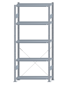 SCHULTE Steckregal, Fachbodenregale Stecksystem, Grundregal, einseitig nutzbar, H2300xB1000xT300 mm, 5 Fachböden, Fachlast 250 kg, sendzimirverzinkt