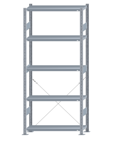 SCHULTE Steckregal, Fachbodenregale Stecksystem, Grundregal, einseitig nutzbar, H2300xB1000xT300 mm, 5 Fachböden, Fachlast 330 kg, sendzimirverzinkt