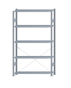 SCHULTE Steckregal, Fachbodenregale Stecksystem, Grundregal, einseitig nutzbar, H2300xB1300xT300 mm, 5 Fachböden, Fachlast 150 kg, sendzimirverzinkt