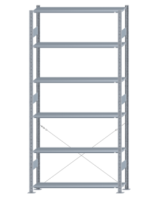 SCHULTE Steckregal, Fachbodenregale Stecksystem, Grundregal, einseitig nutzbar, H2750xB1300xT300 mm, 6 Fachböden, Fachlast 150 kg, sendzimirverzinkt