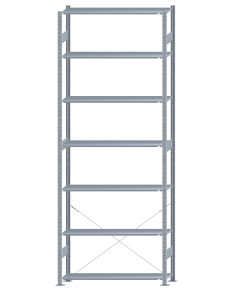 SCHULTE Steckregal, Fachbodenregale Stecksystem, Grundregal, einseitig nutzbar, H3500xB1300xT300 mm, 7 Fachböden, Fachlast 150 kg, sendzimirverzinkt