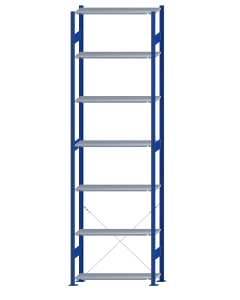 SCHULTE Steckregal, Fachbodenregale Stecksystem, Grundregal, einseitig nutzbar, H3500xB1000xT300 mm, 7 Fachböden, Fachlast 85 kg, RAL 5010 enzianblau / verzinkt