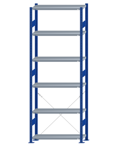 SCHULTE Steckregal, Fachbodenregale Stecksystem, Grundregal, einseitig nutzbar, H2750xB1000xT300 mm, 6 Fachböden, Fachlast 250 kg, RAL 5010 enzianblau / verzinkt