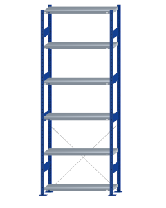 SCHULTE Steckregal, Fachbodenregale Stecksystem, Grundregal, einseitig nutzbar, H2750xB1000xT300 mm, 6 Fachböden, Fachlast 330 kg, RAL 5010 enzianblau / verzinkt