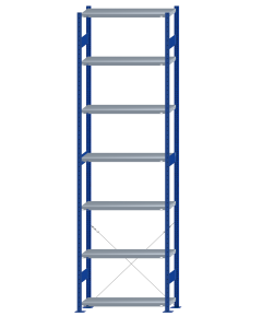 SCHULTE Steckregal, Fachbodenregale Stecksystem, Grundregal, einseitig nutzbar, H3500xB1000xT300 mm, 7 Fachböden, Fachlast 330 kg, RAL 5010 enzianblau / verzinkt