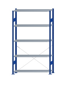 SCHULTE Steckregal, Fachbodenregale Stecksystem, Grundregal, einseitig nutzbar, H2300xB1300xT300 mm, 5 Fachböden, Fachlast 150 kg, RAL 5010 enzianblau / verzinkt