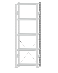 SCHULTE Steckregal, Fachbodenregale Stecksystem, Grundregal, einseitig nutzbar, H2300xB750xT300 mm, 5 Fachböden, Fachlast 150 kg, RAL 7035 lichtgrau