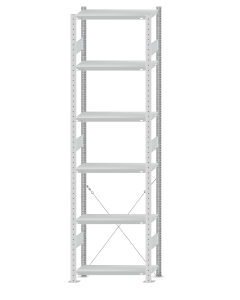 SCHULTE Steckregal, Fachbodenregale Stecksystem, Grundregal, einseitig nutzbar, H2750xB750xT300 mm, 6 Fachböden, Fachlast 250 kg, RAL 7035 lichtgrau