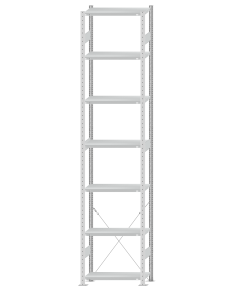 SCHULTE Steckregal, Fachbodenregale Stecksystem, Grundregal, einseitig nutzbar, H3500xB750xT300 mm, 7 Fachböden, Fachlast 250 kg, RAL 7035 lichtgrau