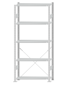 SCHULTE Steckregal, Fachbodenregale Stecksystem, Grundregal, einseitig nutzbar, H2300xB1000xT300 mm, 5 Fachböden, Fachlast 150 kg, RAL 7035 lichtgrau