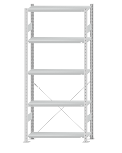 SCHULTE Steckregal, Fachbodenregale Stecksystem, Grundregal, einseitig nutzbar, H2300xB1000xT300 mm, 5 Fachböden, Fachlast 250 kg, RAL 7035 lichtgrau