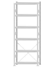 SCHULTE Steckregal, Fachbodenregale Stecksystem, Grundregal, einseitig nutzbar, H2750xB1000xT300 mm, 6 Fachböden, Fachlast 250 kg, RAL 7035 lichtgrau