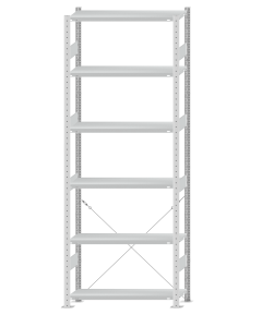 SCHULTE Steckregal, Fachbodenregale Stecksystem, Grundregal, einseitig nutzbar, H2750xB1000xT300 mm, 6 Fachböden, Fachlast 330 kg, RAL 7035 lichtgrau
