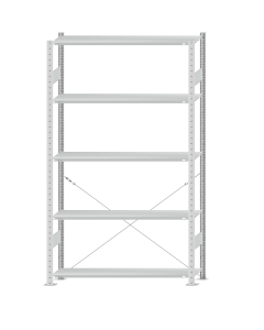 SCHULTE Steckregal, Fachbodenregale Stecksystem, Grundregal, einseitig nutzbar, H2300xB1300xT300 mm, 5 Fachböden, Fachlast 150 kg, RAL 7035 lichtgrau