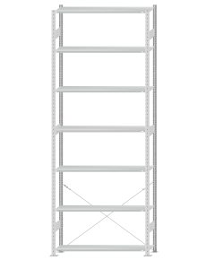 SCHULTE Steckregal, Fachbodenregale Stecksystem, Grundregal, einseitig nutzbar, H3500xB1300xT300 mm, 7 Fachböden, Fachlast 150 kg, RAL 7035 lichtgrau