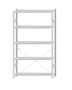 SCHULTE Steckregal, Fachbodenregale Stecksystem, Grundregal, einseitig nutzbar, H2300xB1300xT300 mm, 5 Fachböden, Fachlast 250 kg, RAL 7035 lichtgrau