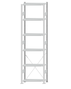 SCHULTE Steckregal, Fachbodenregale Stecksystem, Grundregal, einseitig nutzbar, H2750xB750xT350 mm, 6 Fachböden, Fachlast 85 kg, RAL 7035 lichtgrau