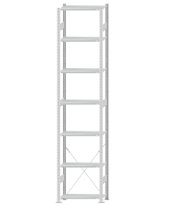 SCHULTE Steckregal, Fachbodenregale Stecksystem, Grundregal, einseitig nutzbar, H3500xB750xT350 mm, 7 Fachböden, Fachlast 85 kg, RAL 7035 lichtgrau