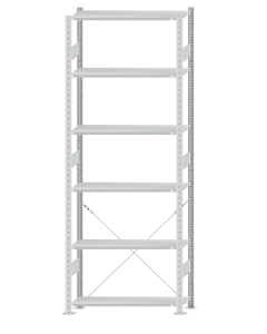 SCHULTE Steckregal, Fachbodenregale Stecksystem, Grundregal, einseitig nutzbar, H2750xB1000xT350 mm, 6 Fachböden, Fachlast 85 kg, RAL 7035 lichtgrau