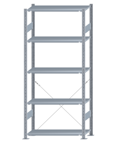 SCHULTE Steckregal, Fachbodenregale Stecksystem, Grundregal, einseitig nutzbar, H2300xB1000xT400 mm, 5 Fachböden, Fachlast 85 kg, sendzimirverzinkt