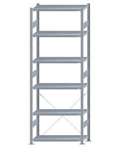 SCHULTE Steckregal, Fachbodenregale Stecksystem, Grundregal, einseitig nutzbar, H2750xB1000xT400 mm, 6 Fachböden, Fachlast 250 kg, sendzimirverzinkt